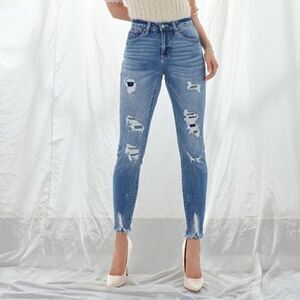 KanCan Larisal High Rise Patched Ankle Skinny Jeans